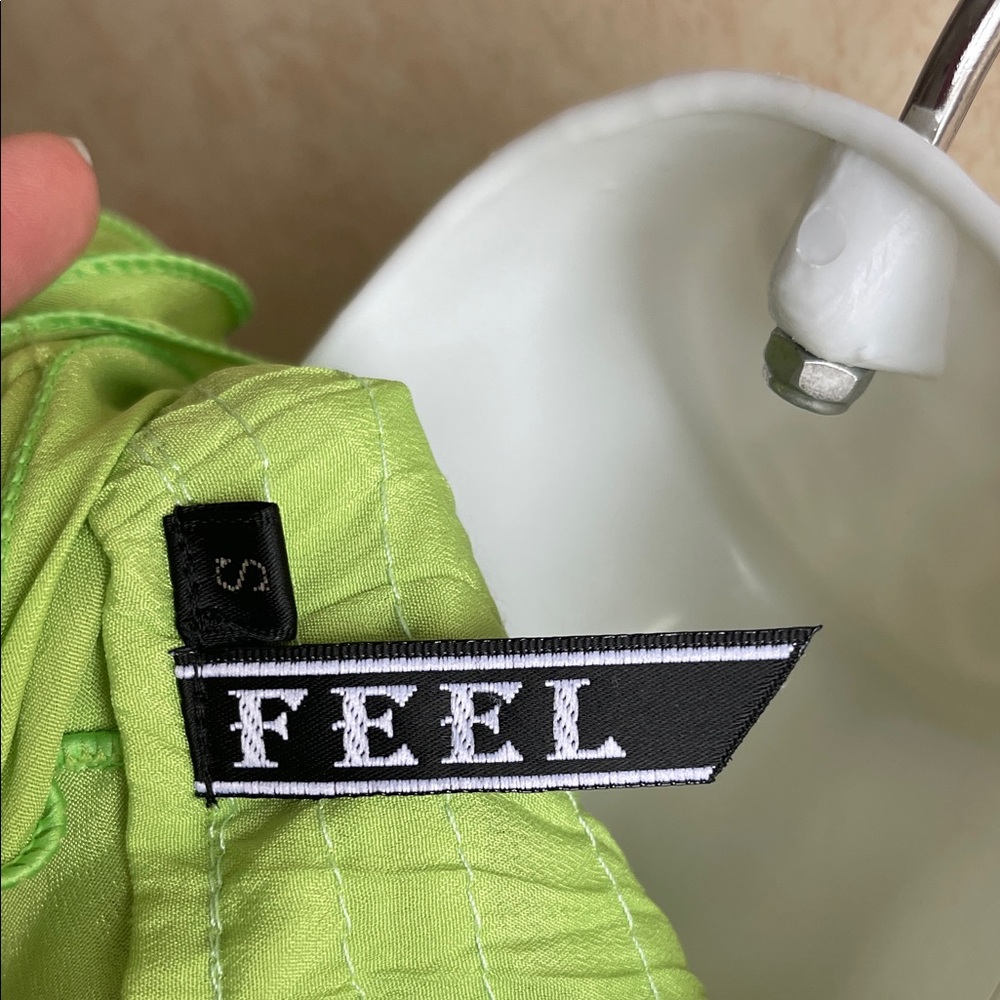 Lime Green Ruffled Blouse - Picture 8 of 8